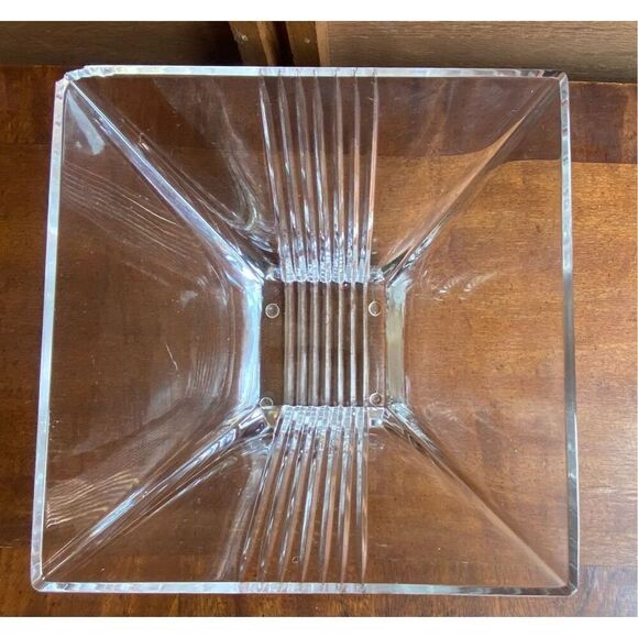 Tiffany & Co Art Deco Style Large 8" Square Crystal Bowl Metropolis - Picture 7 of 7